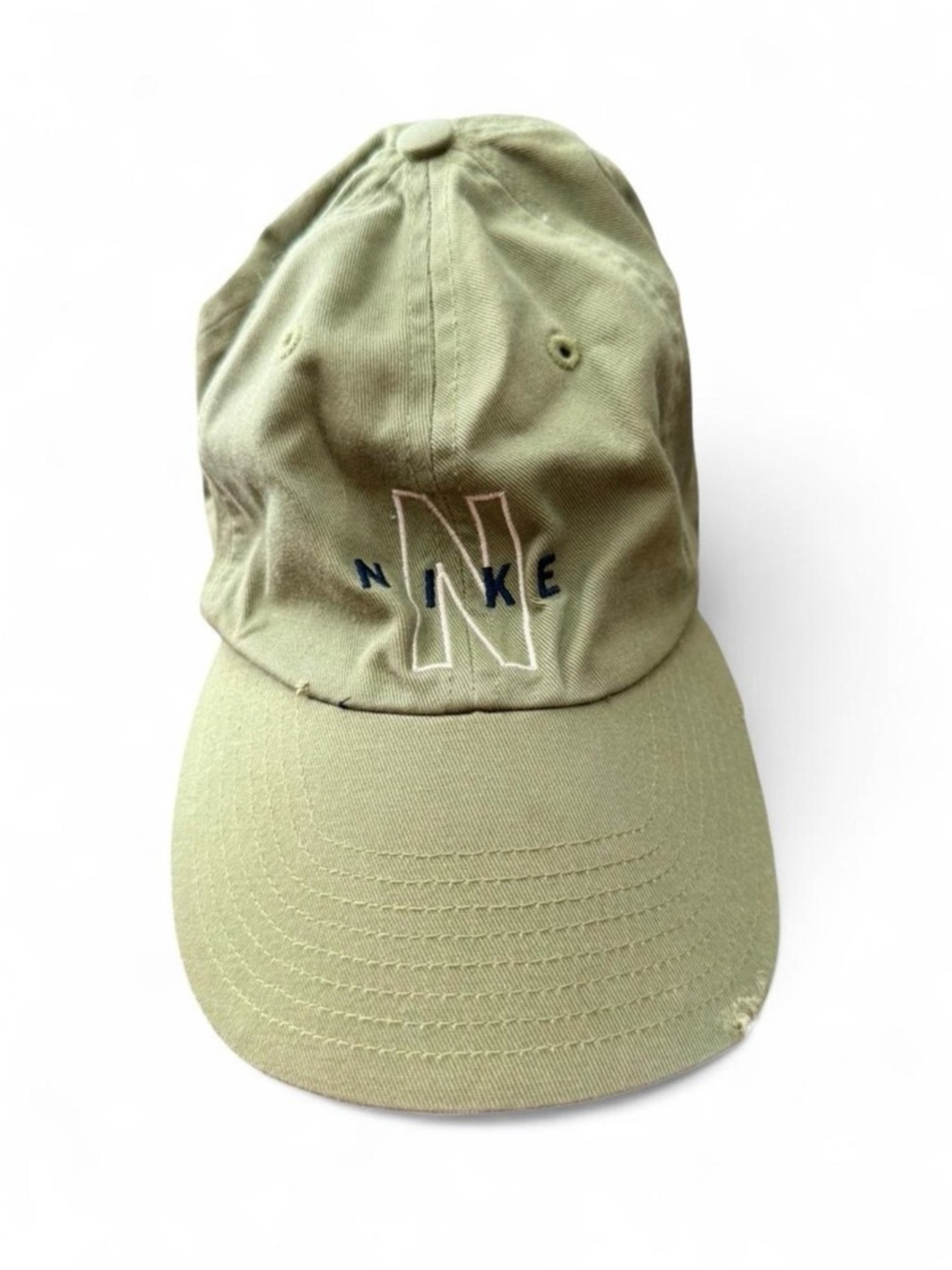 ‘Nike’ Unisex Olive Green Distressed Baseball Cap w/ Embroidered Logo |Size: O/S